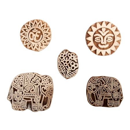 Set of 4 Piece New Mix Wooden Printing Block